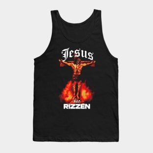 Jesus Has RIZZen Meme Buff Jesus Funny Graphic Design Tank Top